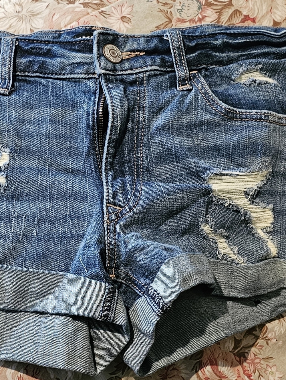 Express Women's Distressed Blue Jean Shorts